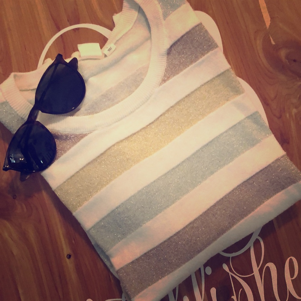 Gap striped tinsel sweater